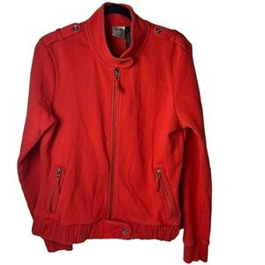 Harley Davidson Jacket Moto Biker Womens Large Long Sleeve FullZip Orange Cotton